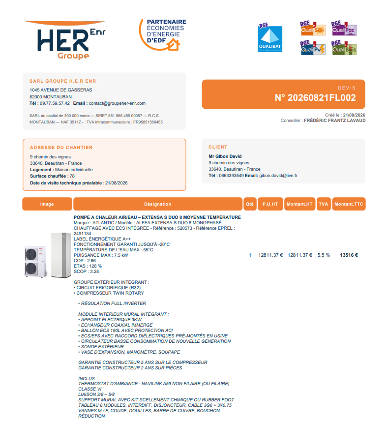 Capture de la réalisation : Solution de gestion — Rénovation énergétique